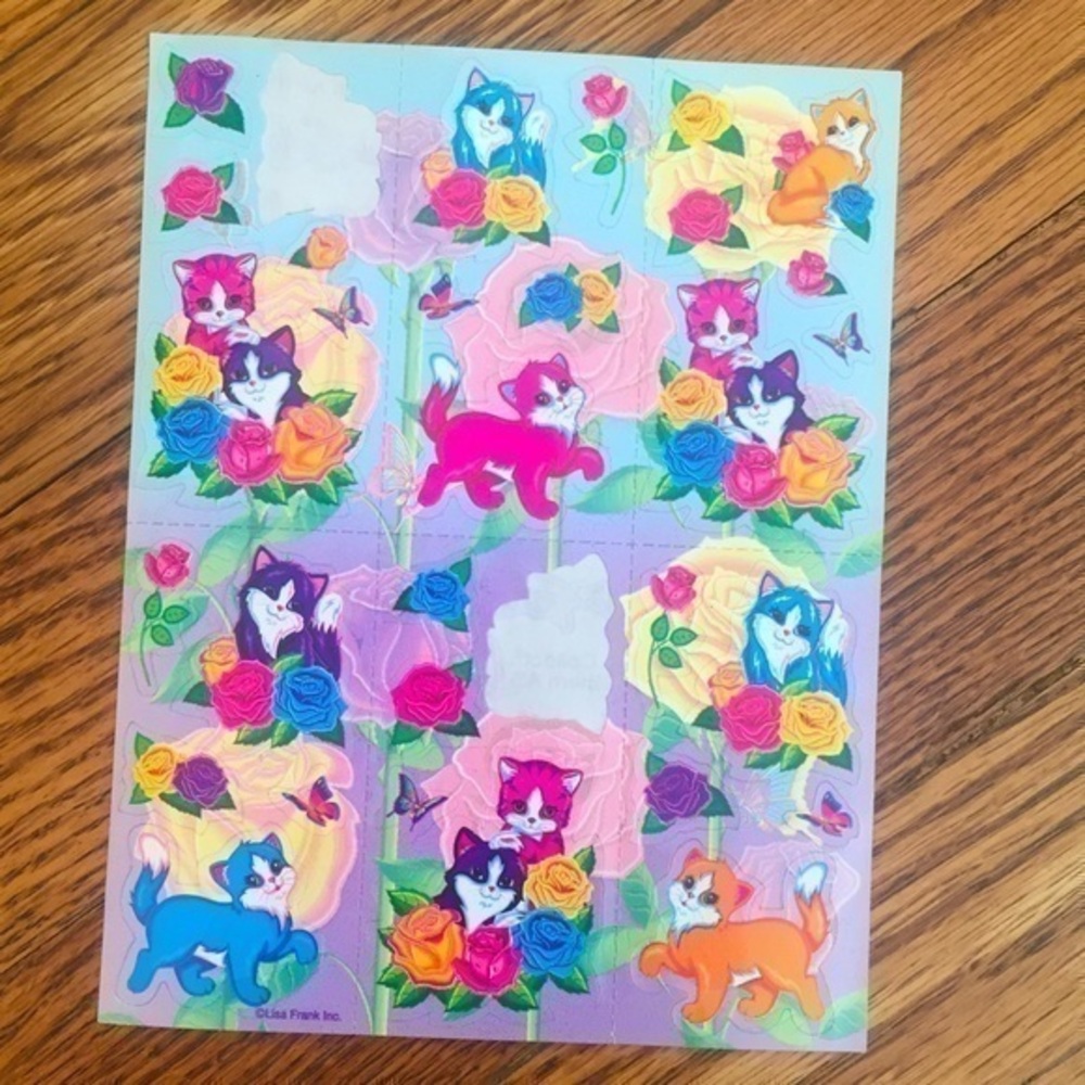 Vintage 90s Lisa Frank Kittens & Roses Scentsations Stickers